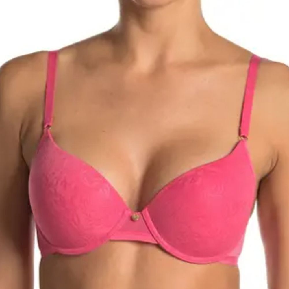 Natori Sheer Jacquard Full Fit Contour Underwire Bra, Pink, Sz 32DD